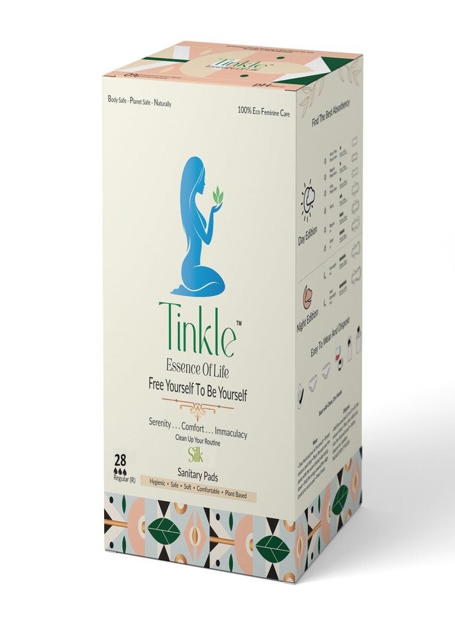 فوط صحية تينكل سيلك للنساء | غطاء علوي فائق النحافة والنعومة | قطن عضوي، فوط لا تسبب طفحًا جلديًا | تدفق خفيف - متوسط | امتصاص عالٍ | للإفرازات المهبلية الخفيفة والتسربات | صغير | 28 فوطة